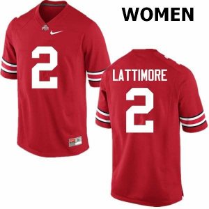 NCAA Ohio State Buckeyes Women's #2 Marshon Lattimore Red Nike Football College Jersey LSJ6145KU
